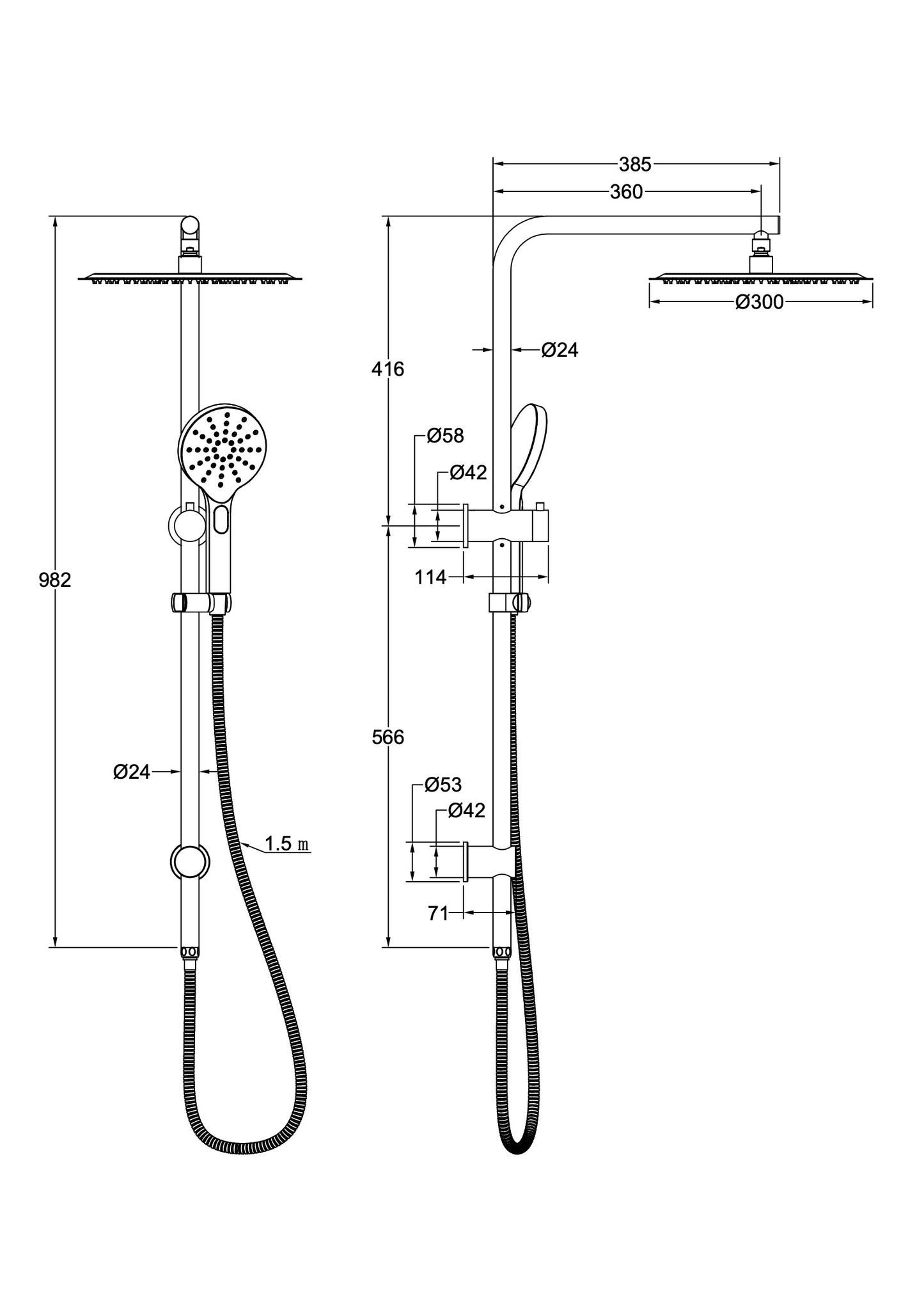 Souljet Shower Combination with 300mm Head - Matte Black