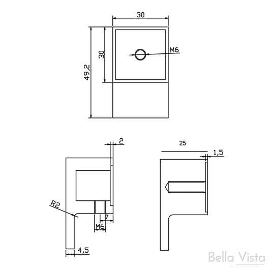 Square Lever Shower Handle - FRENCH GOLD