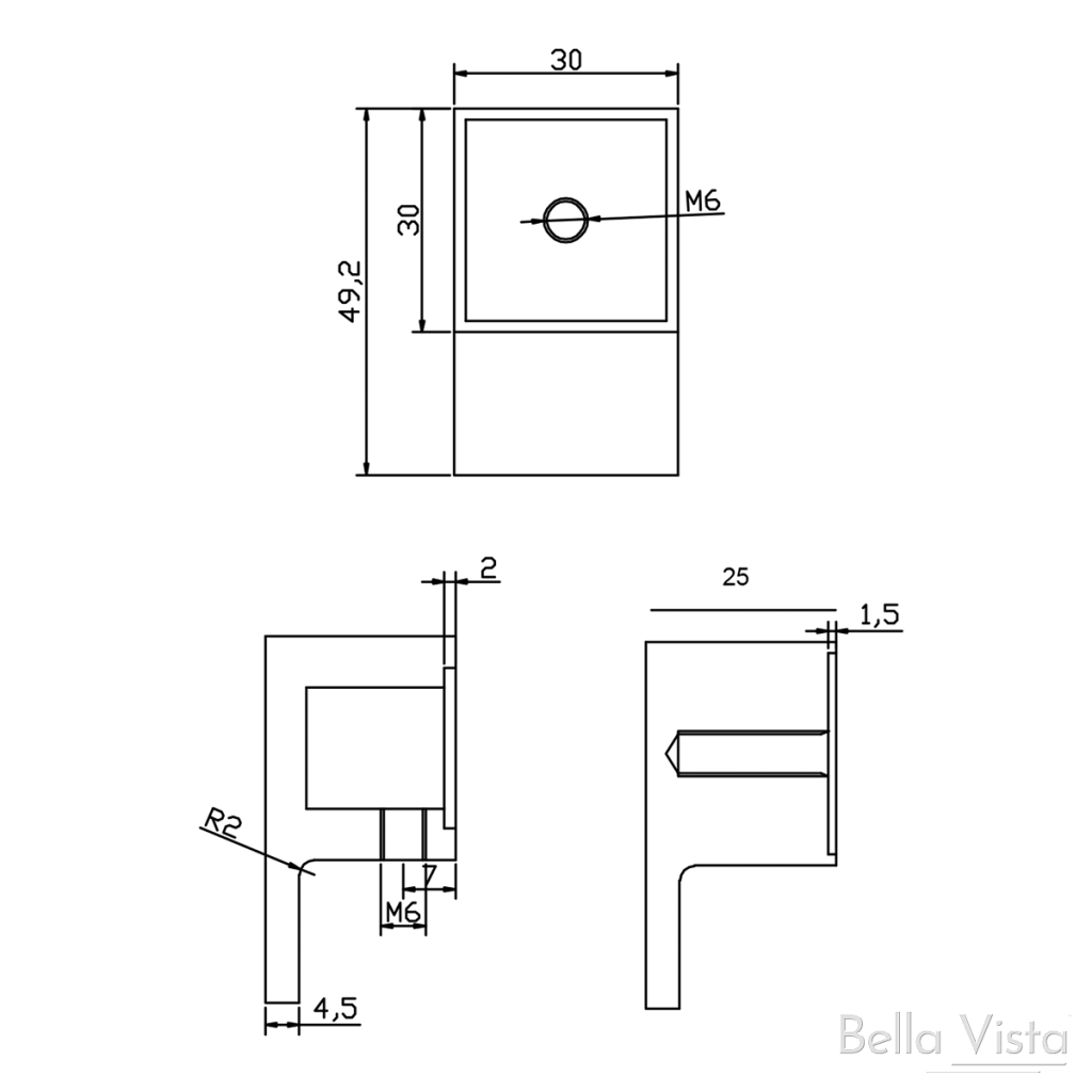 Square Lever Shower Handle - CHROME