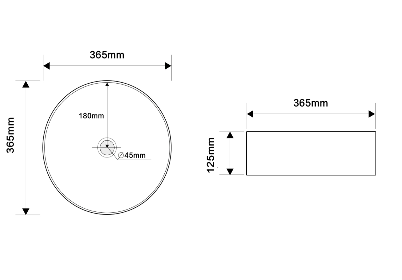 Infinity 365mm Round Above Counter Basin - Matte White