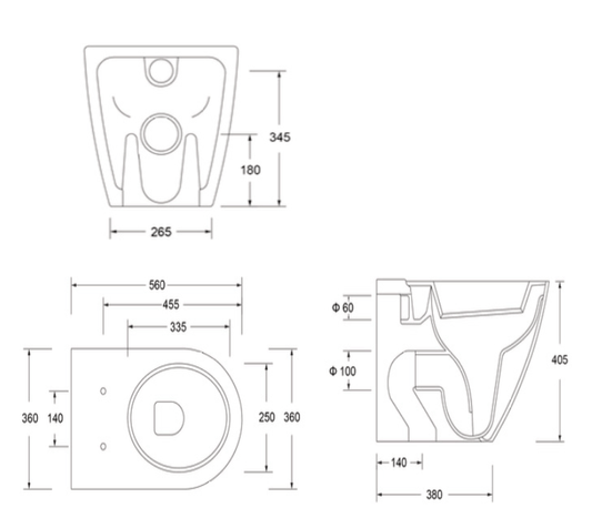 Senza Rimless Wall Faced Pan