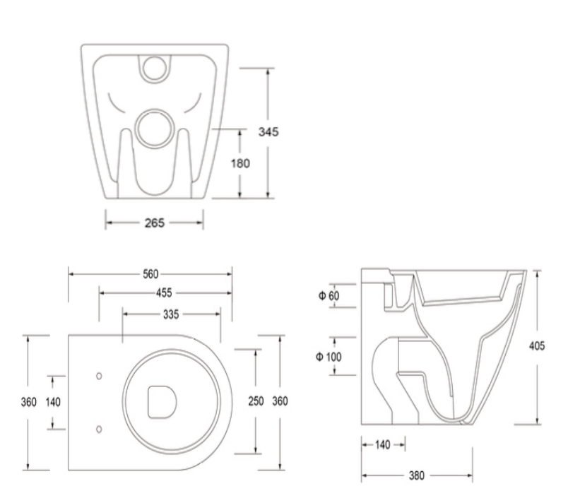 Senza Rimless Wall Faced Pan