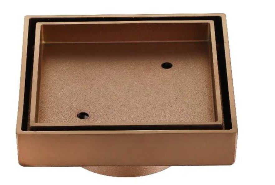 Brushed Copper Smart Tile Insert Floor Waste Shower Grate Drain (88mm outlet) 115 X 115 X 35