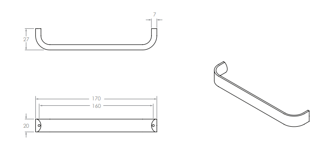 Bridge Handle 160 cc Brush Brass