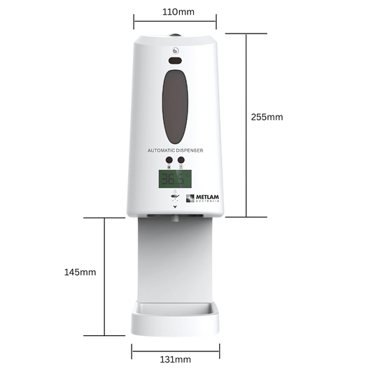 Automatic Temperature & Sanitiser Dispenser - Finish: White ABS Plastic