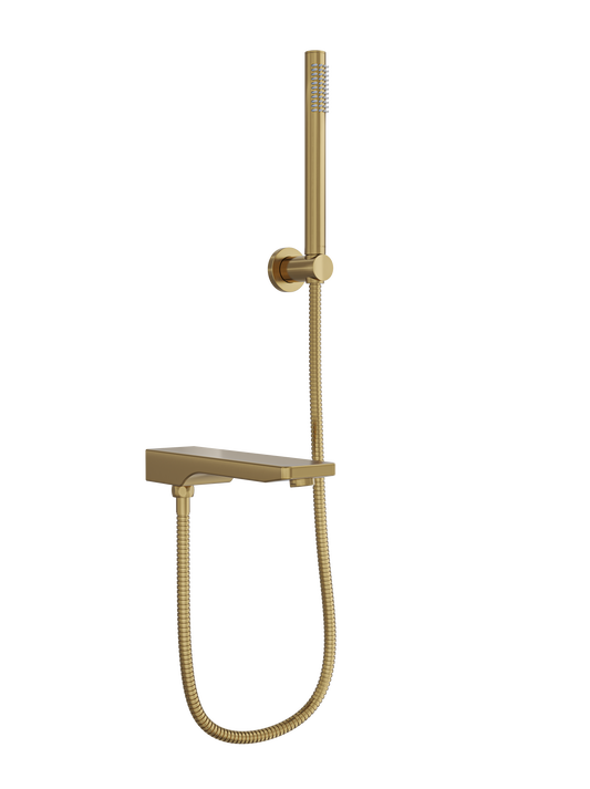 Tara Bath Spout with Divertor and Hand Shower - Brushed Brass