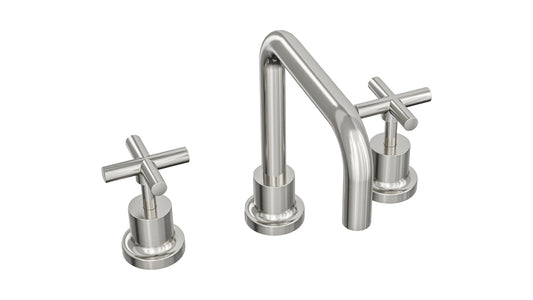 Tre Cross Handle Basin Set - Brushed Nickel