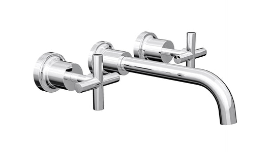 Tre Cross Handle Bath Set - Chrome