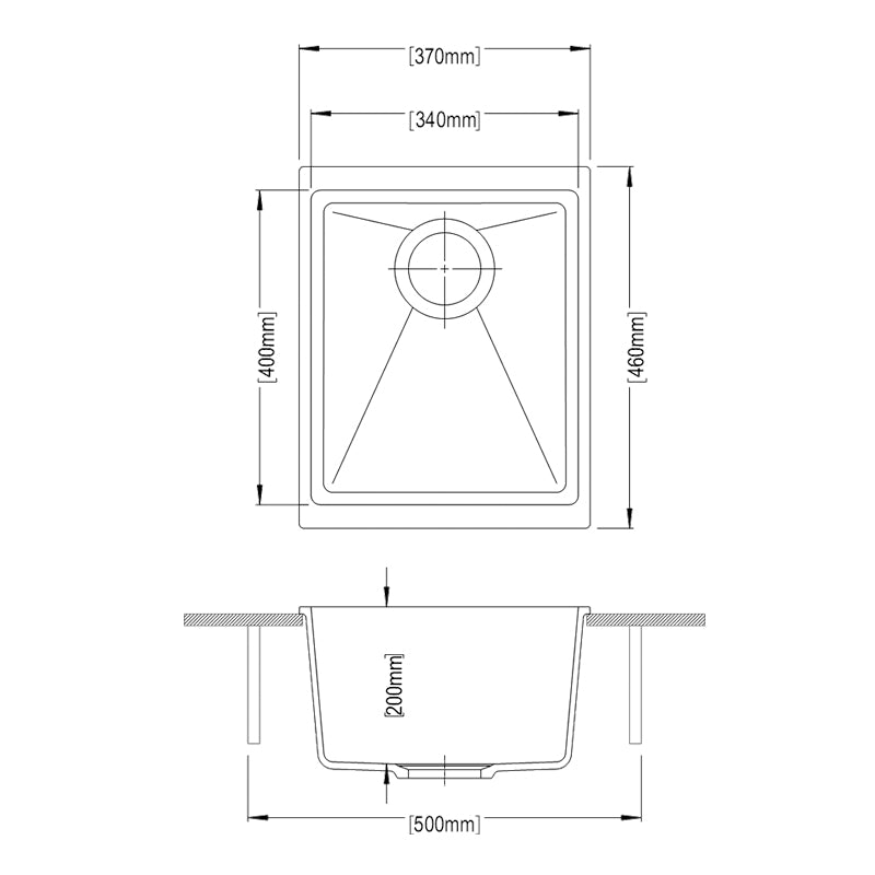 White Carysil Enigma N100N Granite Single Bowl Stone Kitchen Sink 370*460*200mm