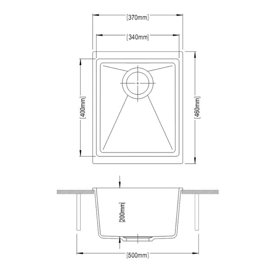 White Carysil Enigma N100N Granite Single Bowl Stone Kitchen Sink 370*460*200mm