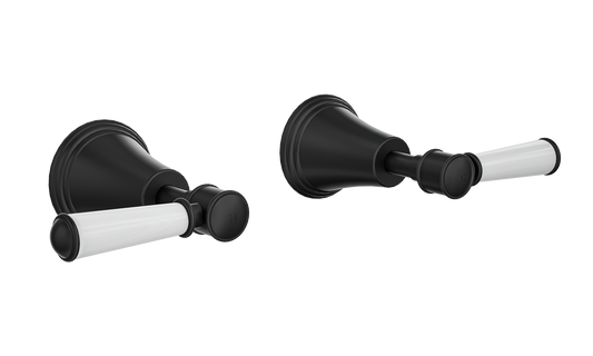 Vintage Lever Handle Wall Top Assemblies - Matte Black