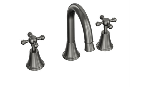 Vintage Cross Handle Basin Set - Gunmetal