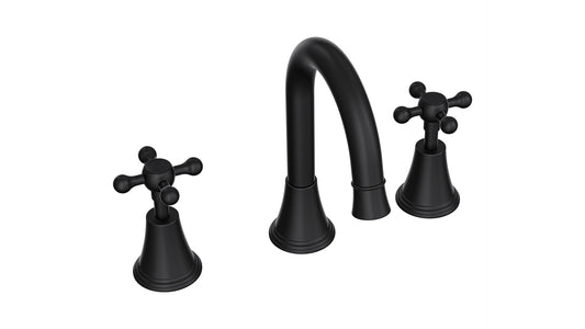 Vintage Cross Handle Basin Set - Matte Black