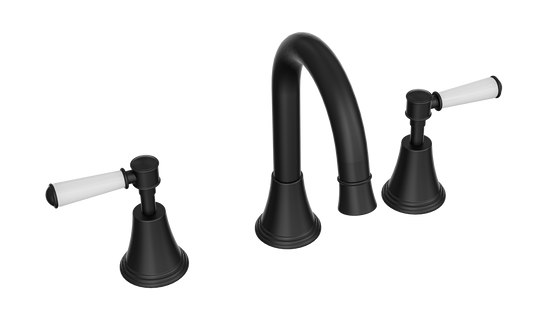 Vintage Lever Handle Basin Set - Matte Black