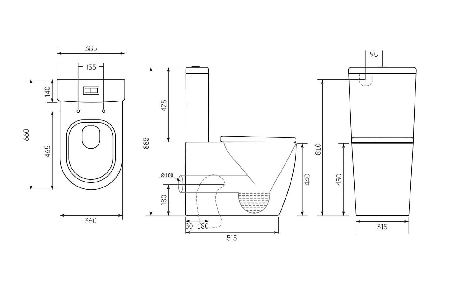 Viva Ambulant Height Rimless Back To Wall Toilet
