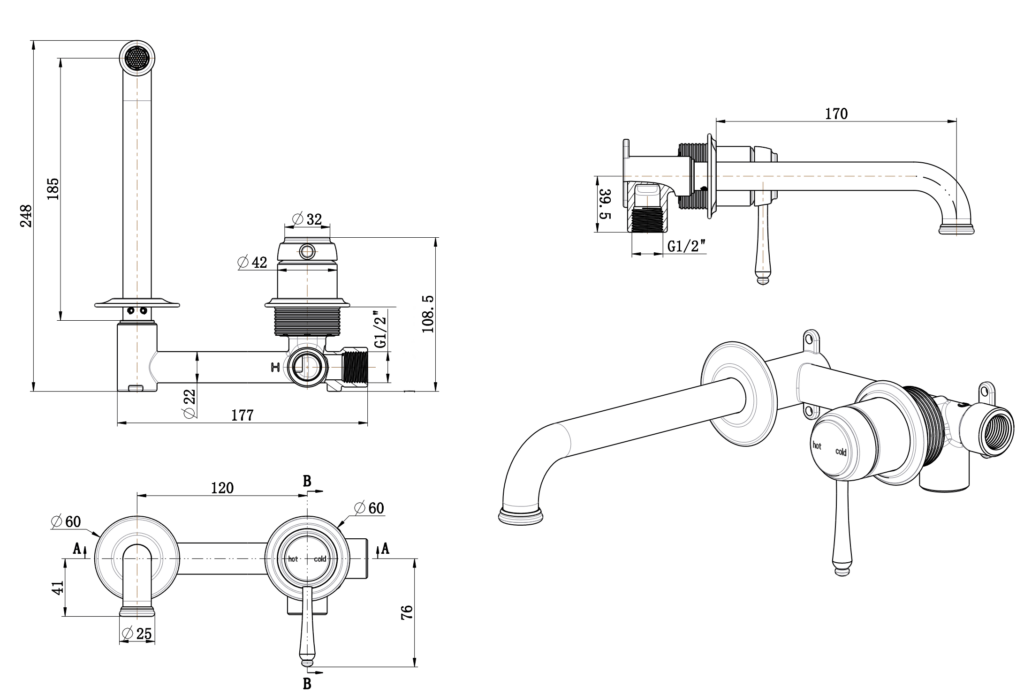Mica Heritage Combo Mixer - 2P - TRIM KIT - Chrome