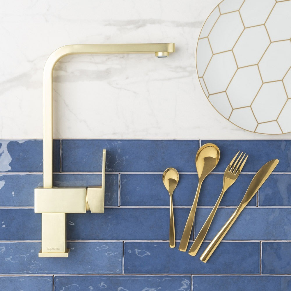 XEC Stainless Steel XPRESSFIT mixer with linear surface body & handle Brushed Gold