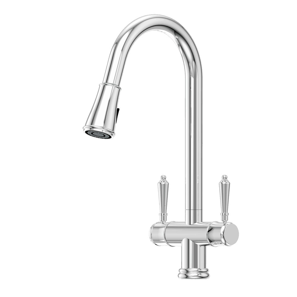 XQUISITE 316 Stainless Steel Provincial XPRESSFIT retractable twin handle tap Chrome