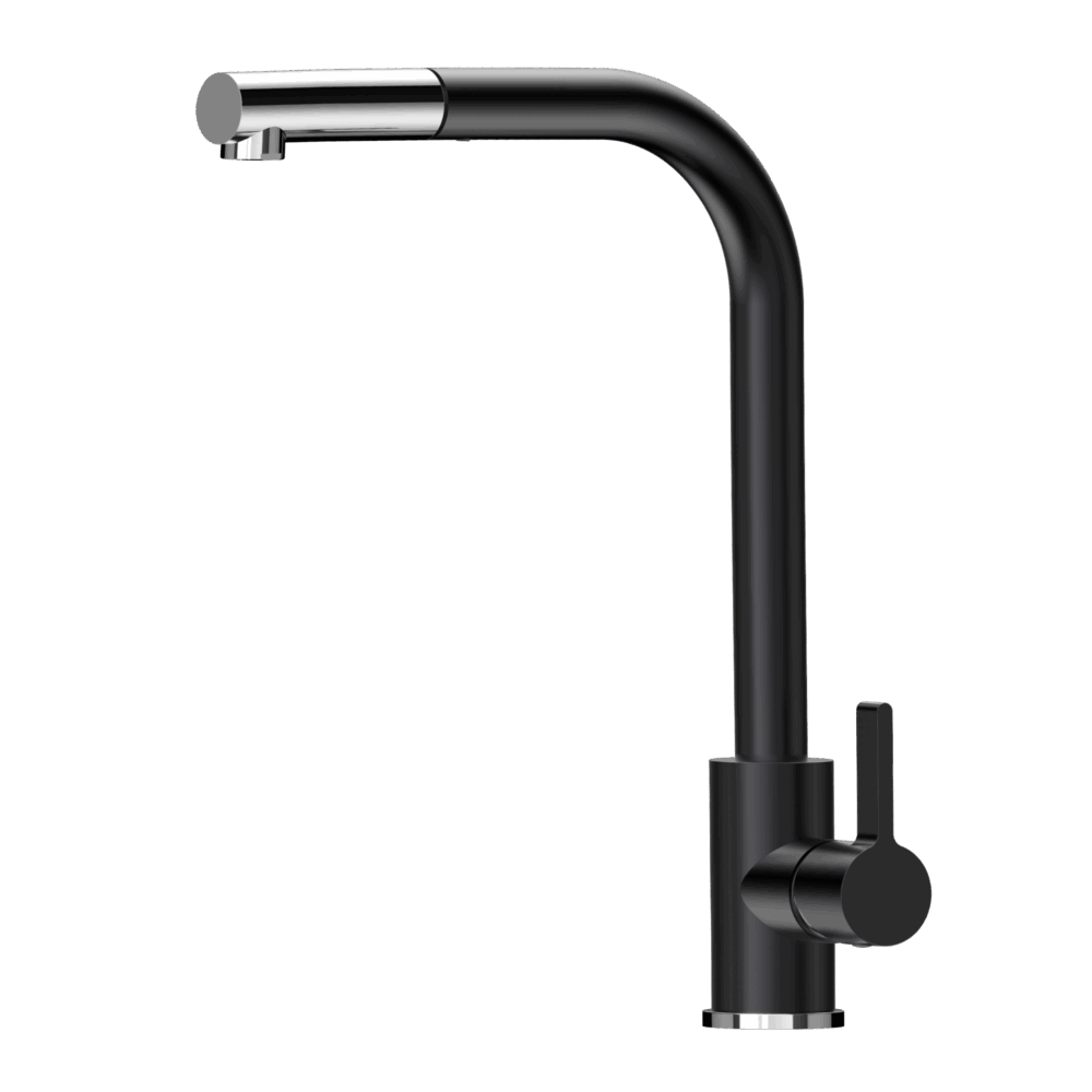 XCLAIMER Stainless Steel Straight neck XPRESSFIT retractable mini pull out mixer Black & Bling