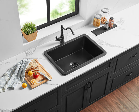 810mm Camden Fireclay Square Insert/Undermount Sink - Matte Black