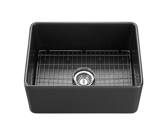 600mm Chelsea Fireclay Farmhouse Sink - Matte Black
