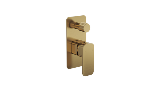 Zia 1-Plate Wall Mixer with Divertor Trim Kit - Brushed Brass