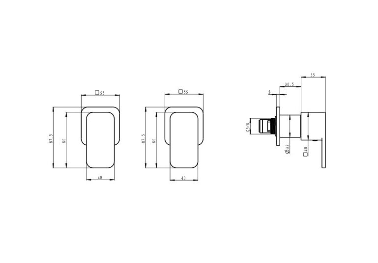 Zia Wall Top Assemblies - Chrome