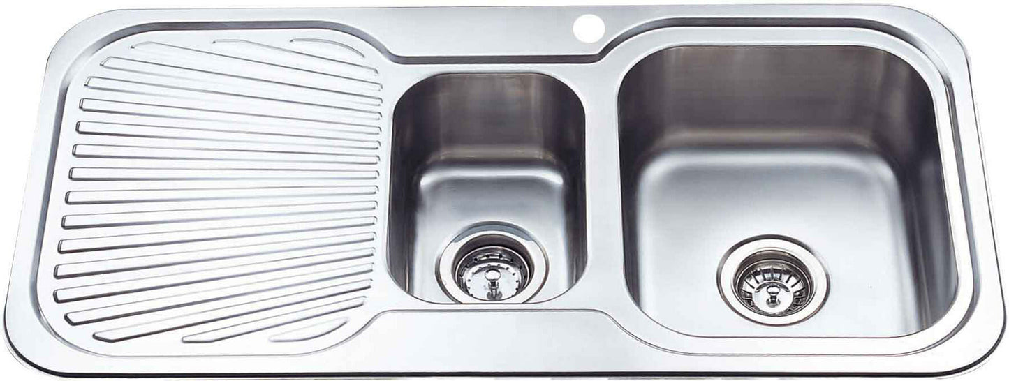Cora 1 & 1/4 Bowl & Single Drainer - 980x480x170mm - Stainless Steel