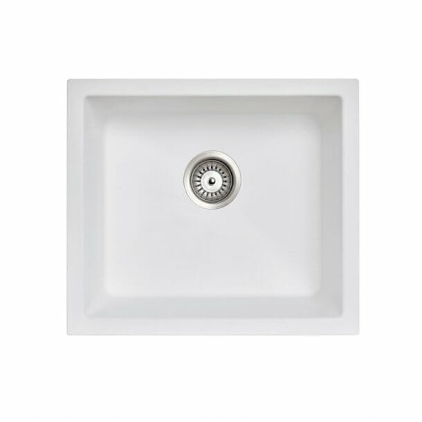 Carysil White Single Bowl Granite Kitchen/Laundry Sink Top/Flush/Under Mount - 533x457x205mm