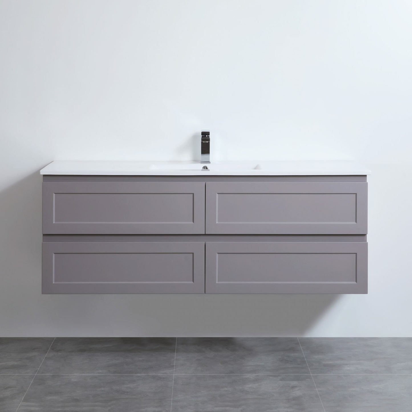 Fremantle Wall Hung Vanity - Four Drawers - Matt Grey - 1500mm