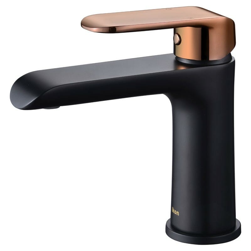 Kara Matte black and rose gold Basin Mixer