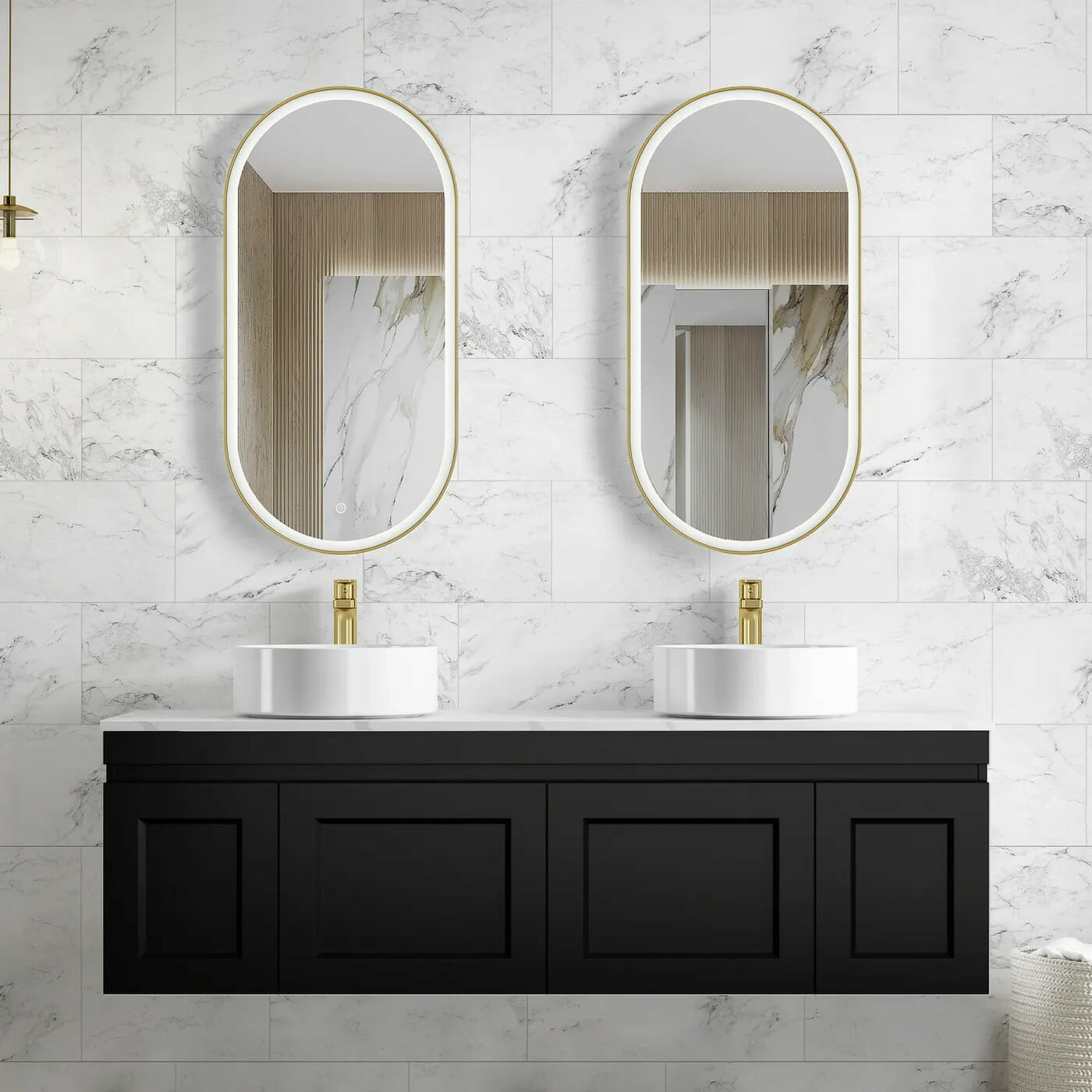 Hampton Mark II Wall Hung Vanity - Matt Black - 1500mm