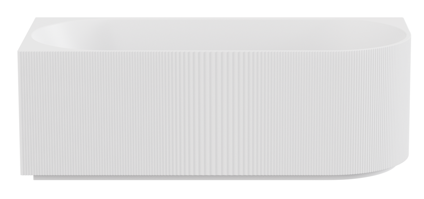 1700mm Capri Fluted Oval Freestanding Left Corner Bathtub - No Overflow - Gloss White
