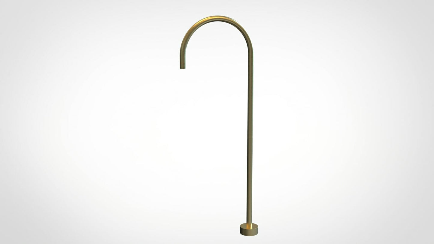 Yale Round Floor-mounted Bath Spout - Brushed Gold