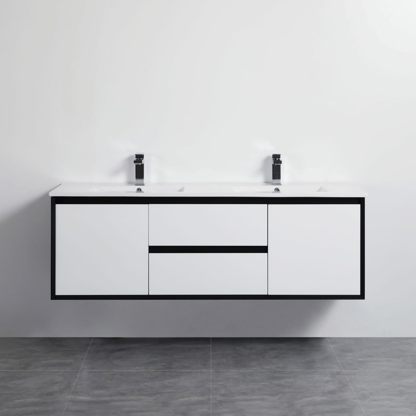 Petra Wall Hung PVC Vanity - Matt White & Matt Black - 1200mm