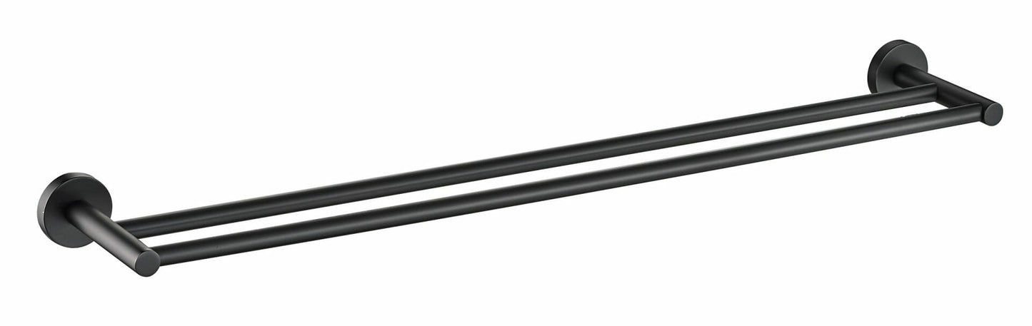 Otus Round Double Towel Rail 750mm - Matt Black
