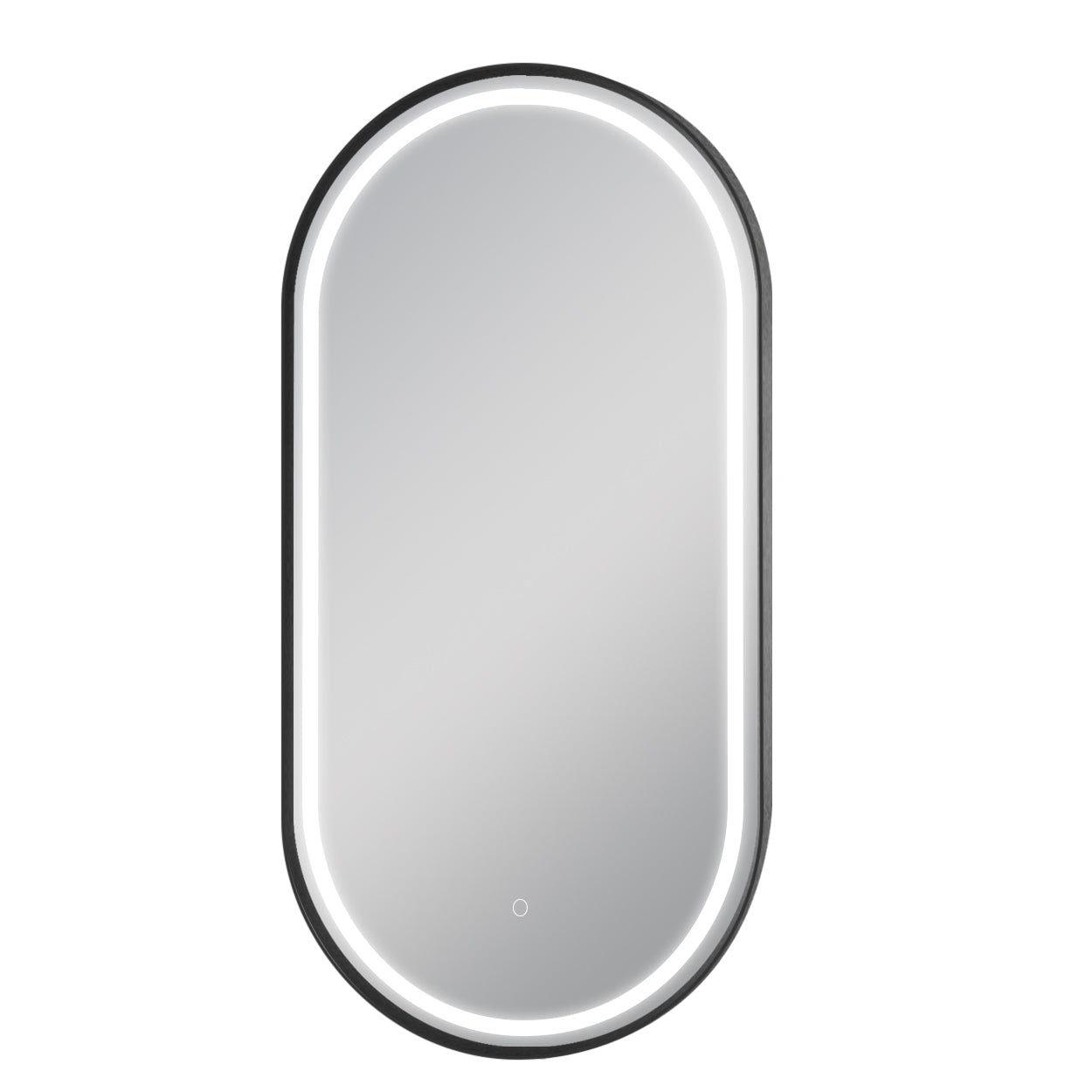 Matte Black Oval Framed LED Mirror - 500x1000mm (MBK-OL50100)