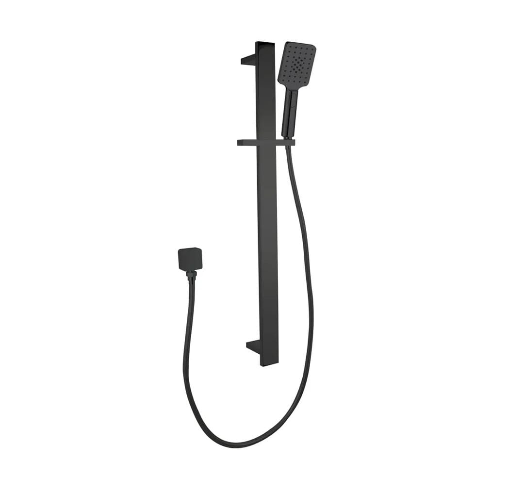 Bellino Matt Black Square Handheld Shower Rail Set