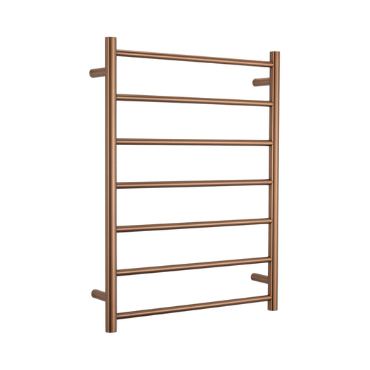 Radiant Brushed Bronze 600 x 800mm Round HEATED Towel Rail LEFT