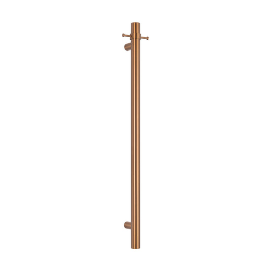 Radiant Vertical Single HEATED Towel Bar 40mm X 950mm Brushed Bronze