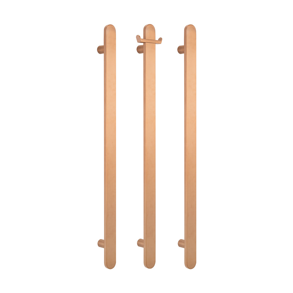 Radiant Brushed Copper Flat Profile Vertical 930mm NON-HEATED Single Bar Towel Rail