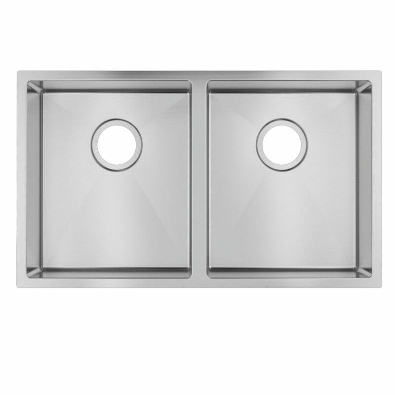 (C-770)Round Corner Chrome Stainless Steel Handmade Double Bowl Kitchen Sink 770*450*215mm