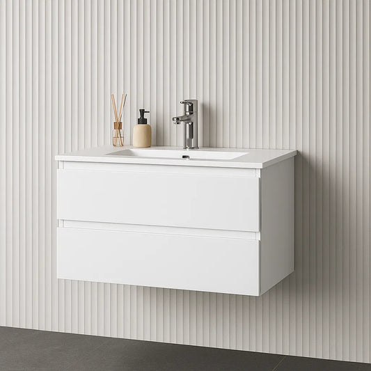 900mm Revive Slim Wall Hung Vanity PVC - Cabinet Only - Matte White