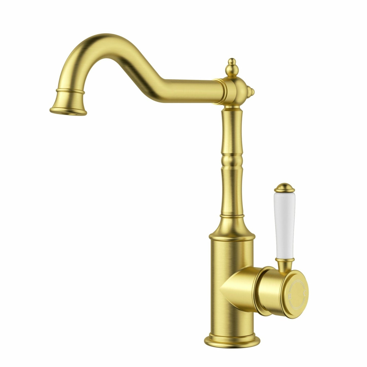 Clasico Sink Mixer Ceramic handle in Brushed Gold