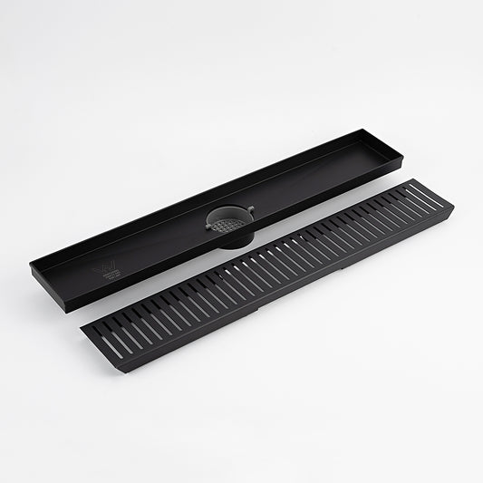 Radiant Slotted Linear Shower Grate - 900 mm length + 38mm outlet - Matt Black