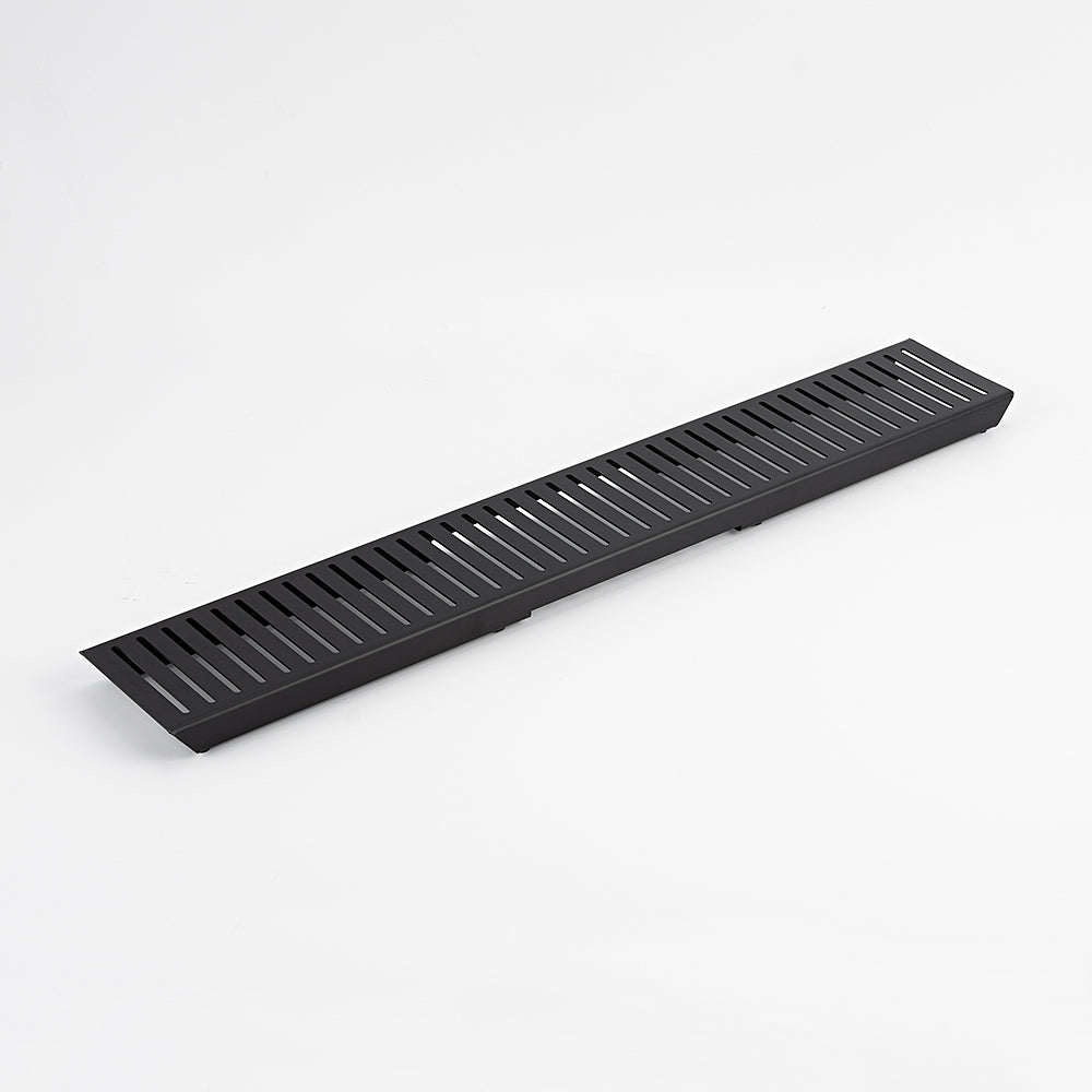 Radiant Slotted Linear Shower Grate - 1000 mm length + 74mm outlet - Matt Black