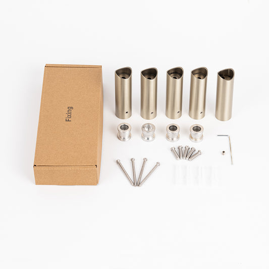 Radiant Full set brushed nickel round 80mm brackets & fixings