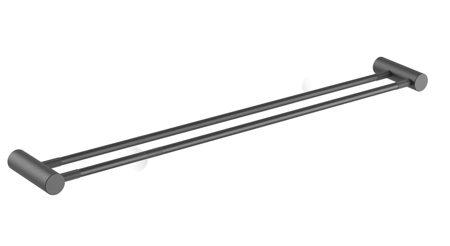 CADDENCE Brushed Gun Metal Grey Double Towel Rail - 800mm