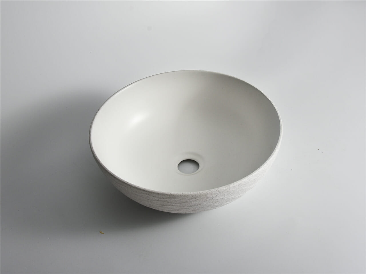 Polar - 400mm Matte White Wavy Round Textured Exterior Ceramic Above Counter Basin - 400x400x130mm