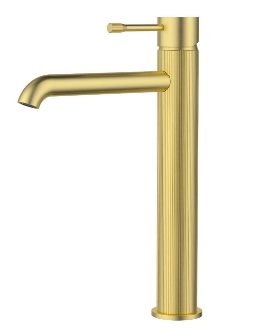 Linie Basin Mixer High Rise Brushed Gold